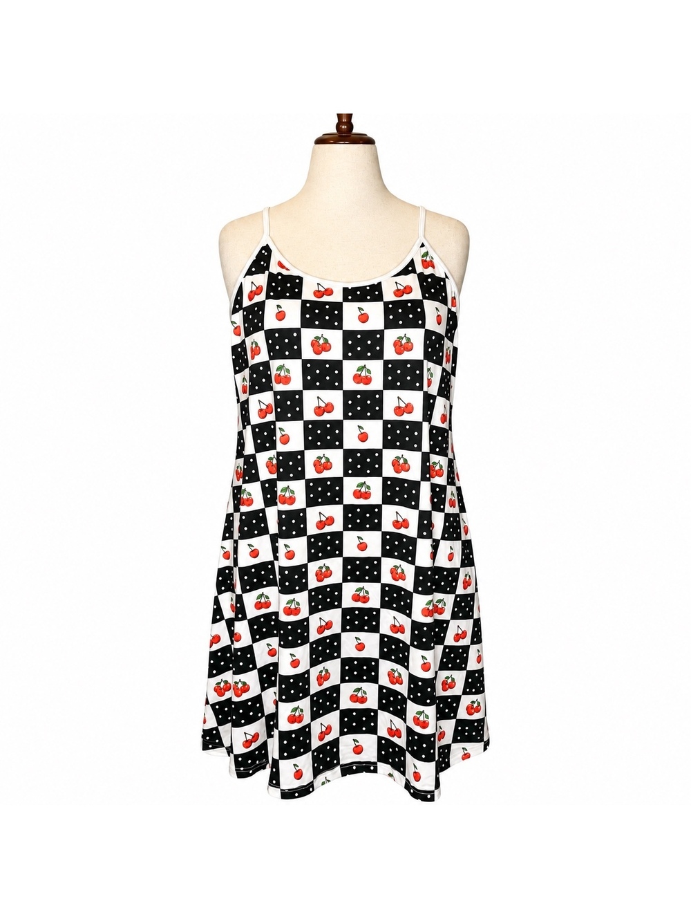 SHEIN CURVE Cherry Checkerboard Cami Dress Plus Size 2-4X